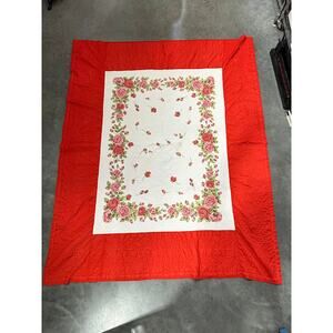 White Red Throw with Roses, Floral, Romantic, Bedding, Bedroom, ~ 250213-WH 720